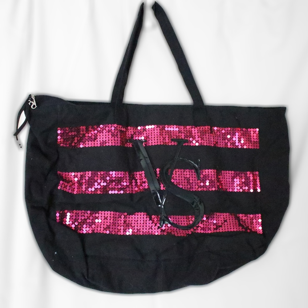 Pink Sequence Black Bag